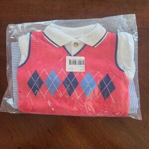 Kohl’s Red Sweater Vest Set – Baby Boy, 12M, 3pc, Nwt